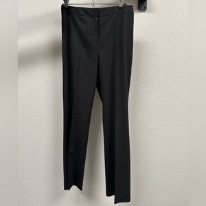 Lafayette 148 New York “Menswear” full-length black wool trousers. Size 6.